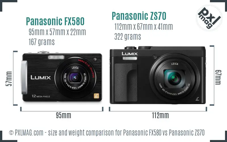Panasonic FX580 vs Panasonic ZS70 size comparison