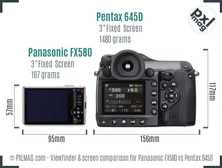 Panasonic FX580 vs Pentax 645D Screen and Viewfinder comparison