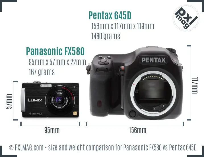 Panasonic FX580 vs Pentax 645D size comparison