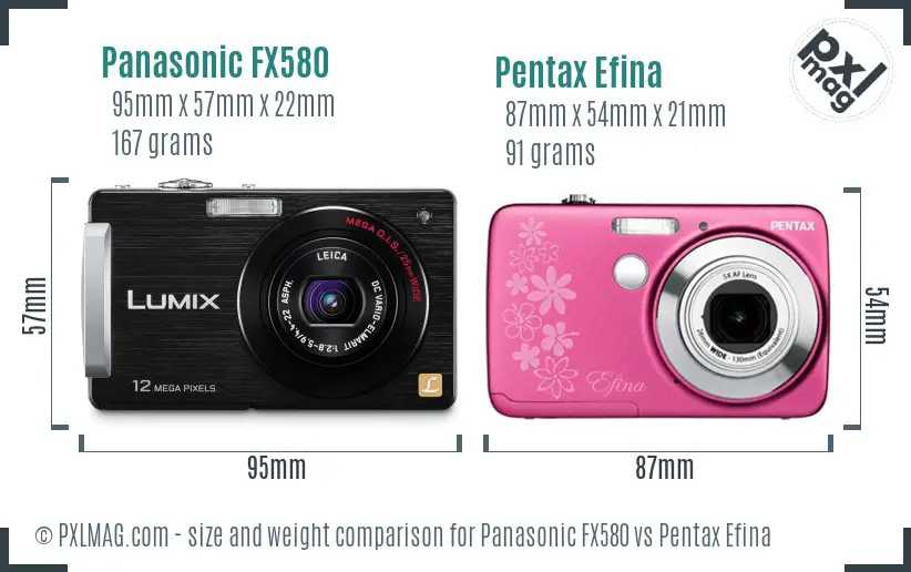 Panasonic FX580 vs Pentax Efina size comparison