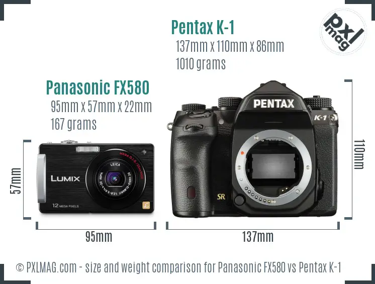 Panasonic FX580 vs Pentax K-1 size comparison