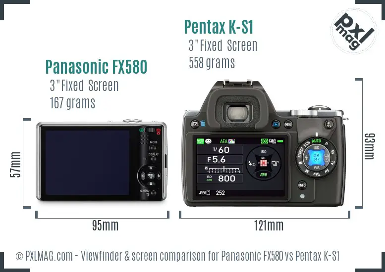 Panasonic FX580 vs Pentax K-S1 Screen and Viewfinder comparison