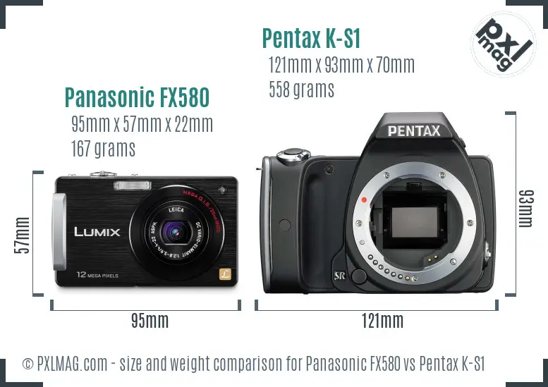Panasonic FX580 vs Pentax K-S1 size comparison