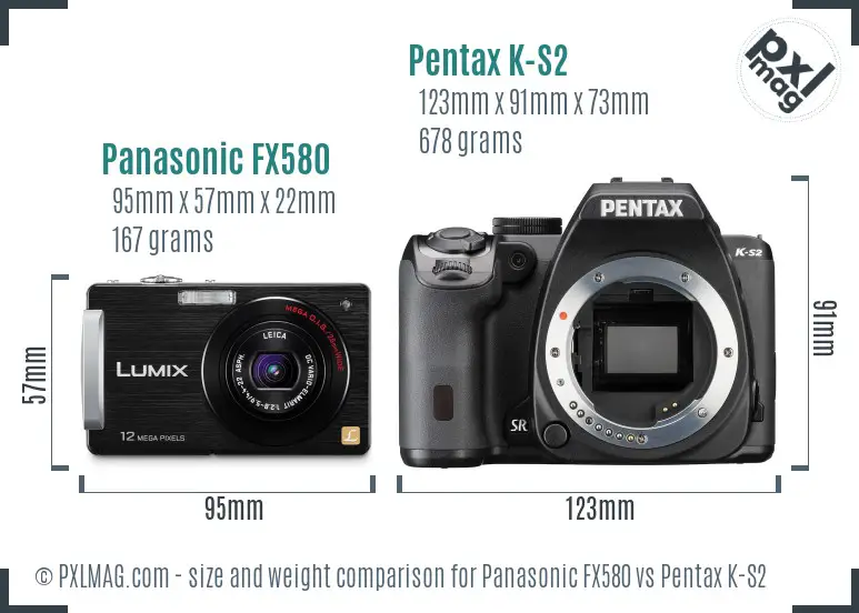 Panasonic FX580 vs Pentax K-S2 size comparison
