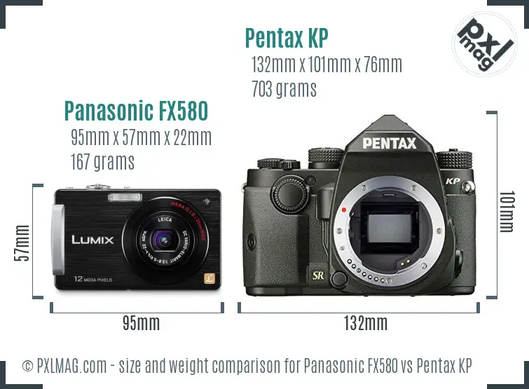 Panasonic FX580 vs Pentax KP size comparison