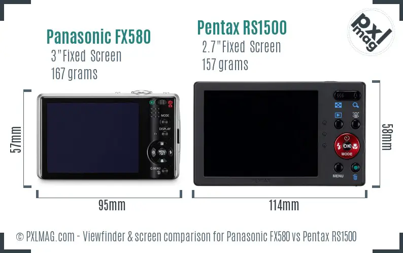 Panasonic FX580 vs Pentax RS1500 Screen and Viewfinder comparison