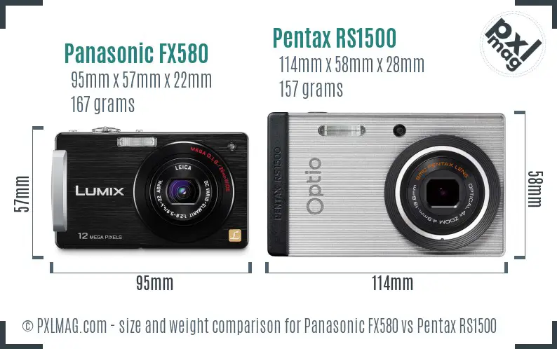 Panasonic FX580 vs Pentax RS1500 size comparison