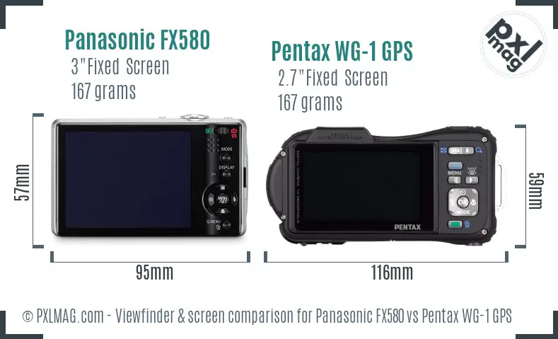 Panasonic FX580 vs Pentax WG-1 GPS Screen and Viewfinder comparison