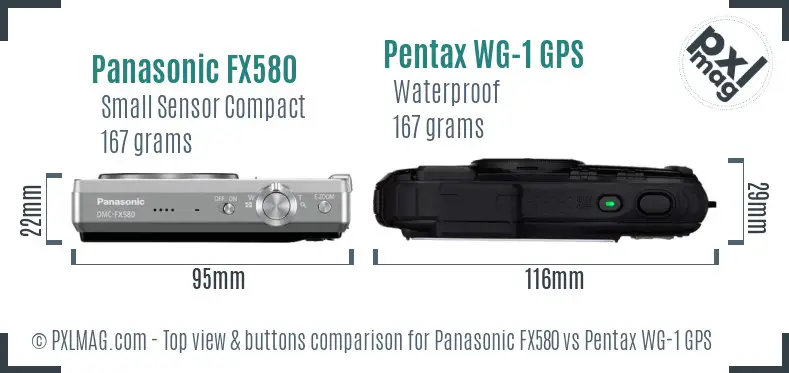Panasonic FX580 vs Pentax WG-1 GPS top view buttons comparison