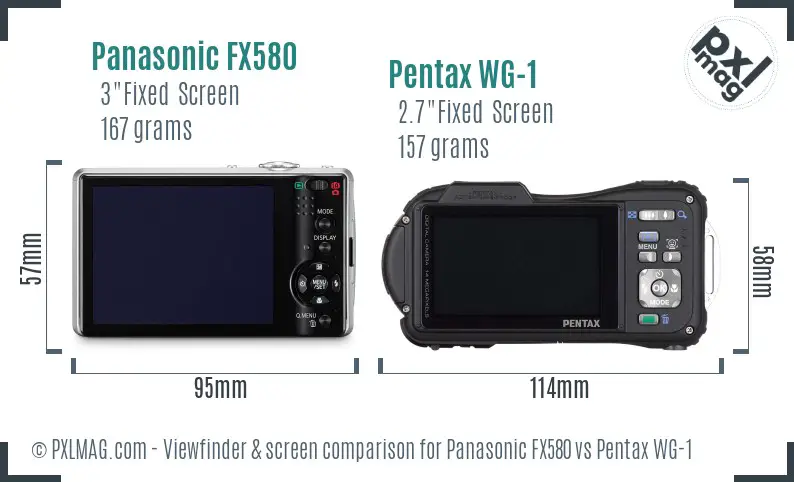 Panasonic FX580 vs Pentax WG-1 Screen and Viewfinder comparison