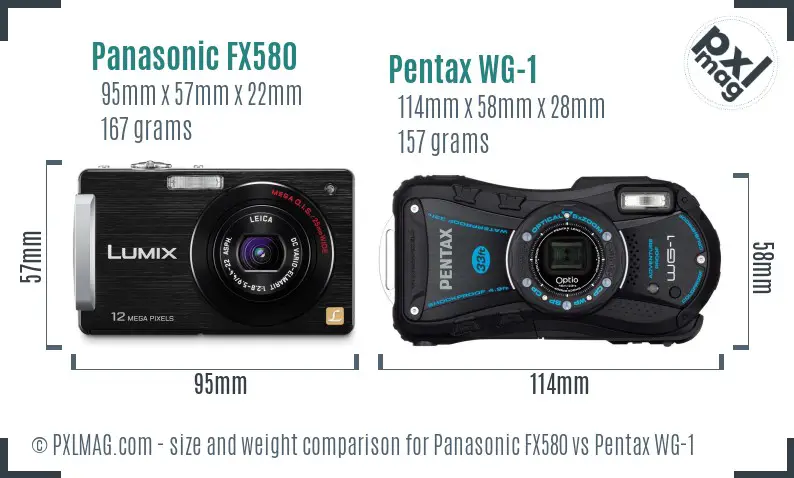 Panasonic FX580 vs Pentax WG-1 size comparison