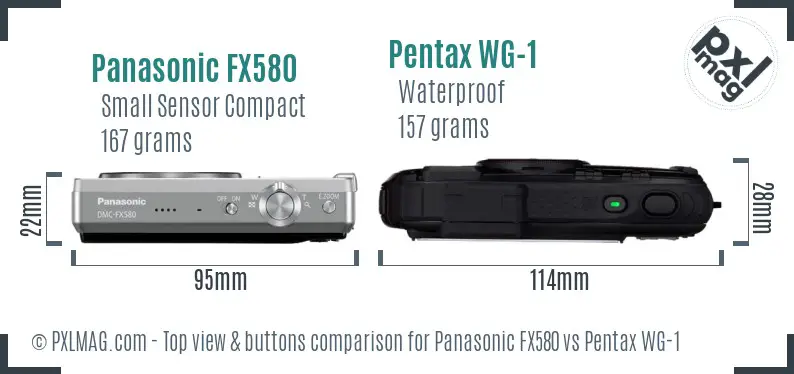 Panasonic FX580 vs Pentax WG-1 top view buttons comparison