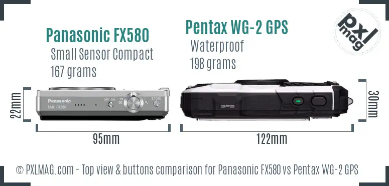 Panasonic FX580 vs Pentax WG-2 GPS top view buttons comparison