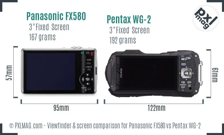 Panasonic FX580 vs Pentax WG-2 Screen and Viewfinder comparison