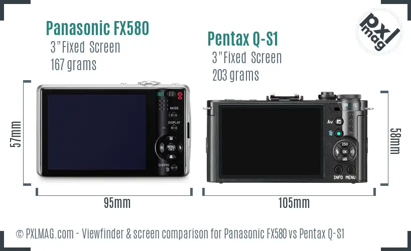 Panasonic FX580 vs Pentax Q-S1 Screen and Viewfinder comparison