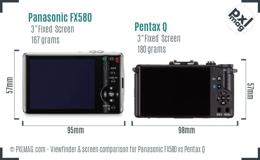 Panasonic FX580 vs Pentax Q Screen and Viewfinder comparison