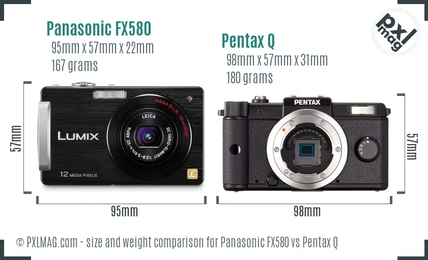 Panasonic FX580 vs Pentax Q size comparison
