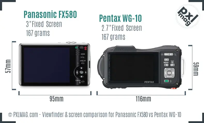 Panasonic FX580 vs Pentax WG-10 Screen and Viewfinder comparison