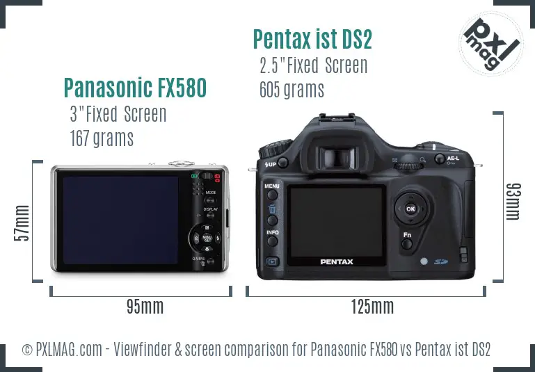 Panasonic FX580 vs Pentax ist DS2 Screen and Viewfinder comparison