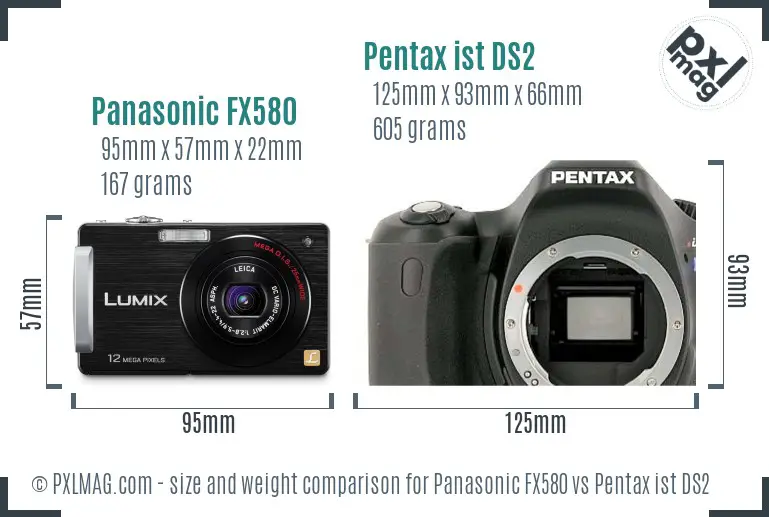 Panasonic FX580 vs Pentax ist DS2 size comparison
