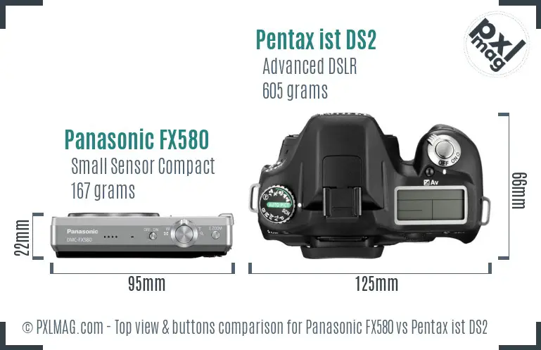 Panasonic FX580 vs Pentax ist DS2 top view buttons comparison