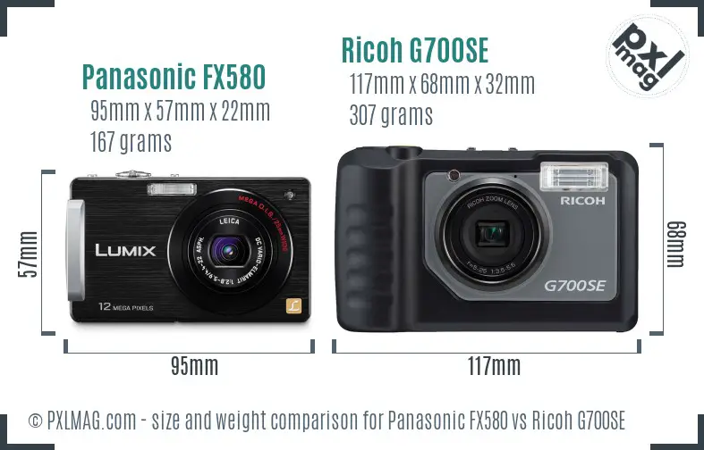Panasonic FX580 vs Ricoh G700SE size comparison