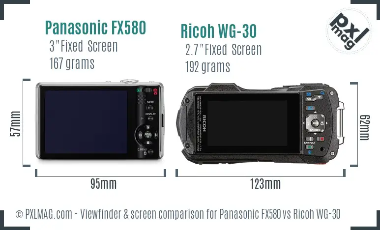 Panasonic FX580 vs Ricoh WG-30 Screen and Viewfinder comparison Panasonic FX580 vs Ricoh WG-30 Screen and Viewfinder comparison