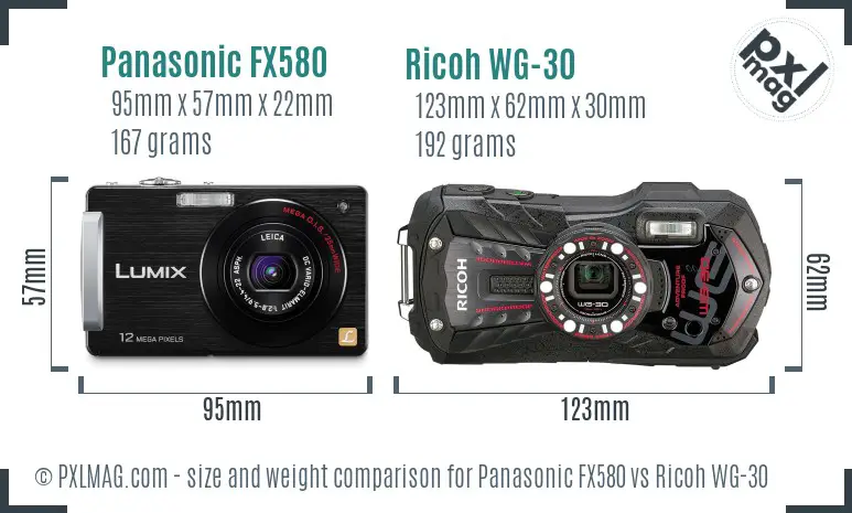 Panasonic FX580 vs Ricoh WG-30 size comparison Panasonic FX580 vs Ricoh WG-30 size comparison