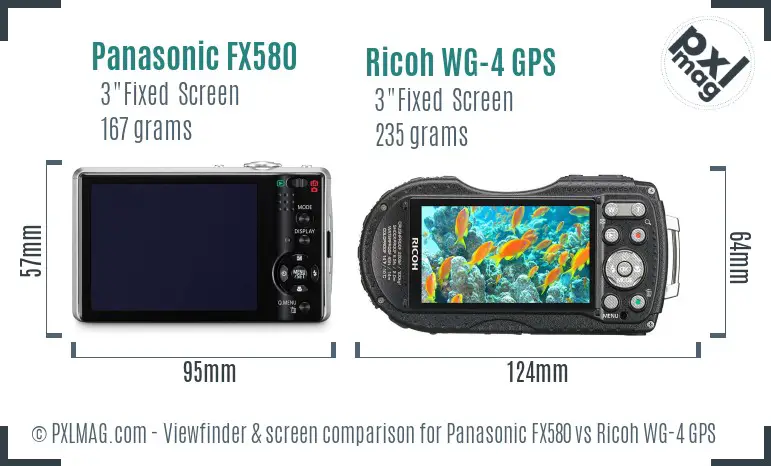 Panasonic FX580 vs Ricoh WG-4 GPS Screen and Viewfinder comparison