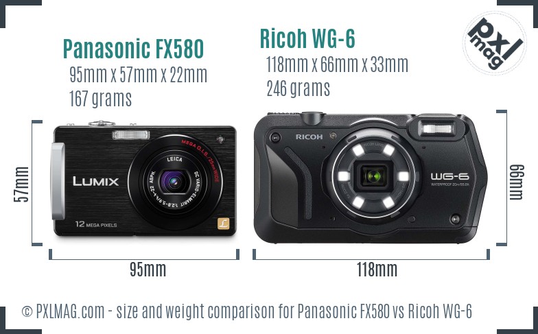 Panasonic FX580 vs Ricoh WG-6 size comparison Panasonic FX580 vs Ricoh WG-6 size comparison
