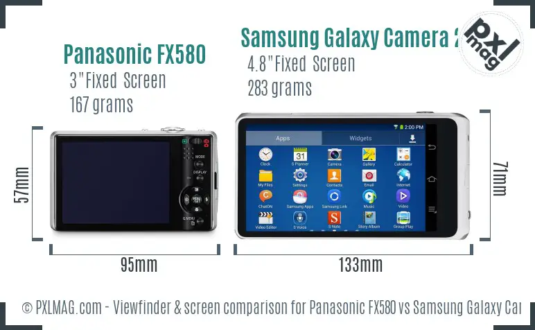 Panasonic FX580 vs Samsung Galaxy Camera 2 Screen and Viewfinder comparison