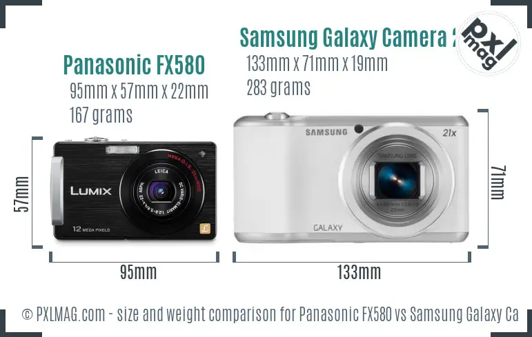 Panasonic FX580 vs Samsung Galaxy Camera 2 size comparison