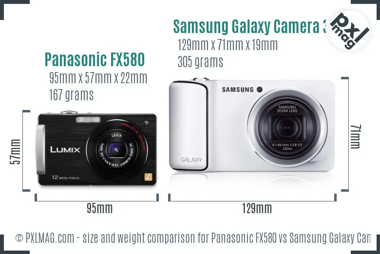 Panasonic FX580 vs Samsung Galaxy Camera 3G size comparison