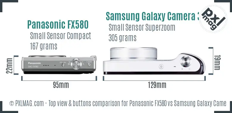 Panasonic FX580 vs Samsung Galaxy Camera 3G top view buttons comparison