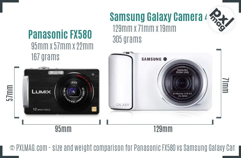 Panasonic FX580 vs Samsung Galaxy Camera 4G size comparison