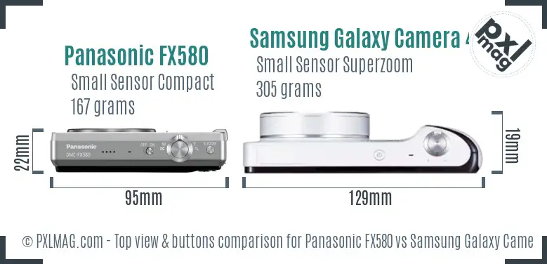 Panasonic FX580 vs Samsung Galaxy Camera 4G top view buttons comparison