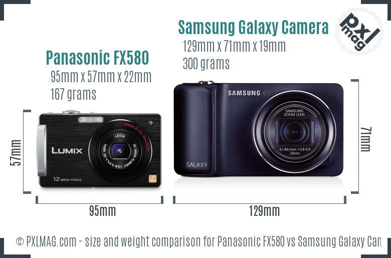 Panasonic FX580 vs Samsung Galaxy Camera size comparison