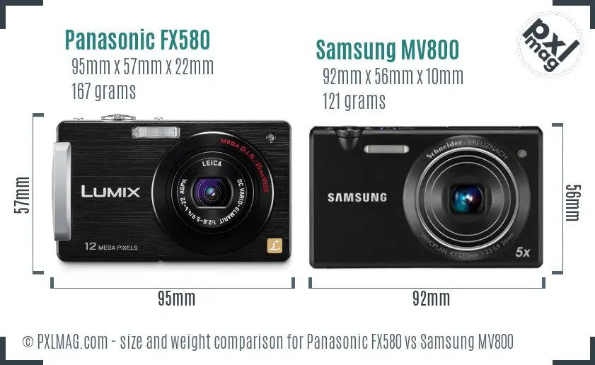 Panasonic FX580 vs Samsung MV800 size comparison