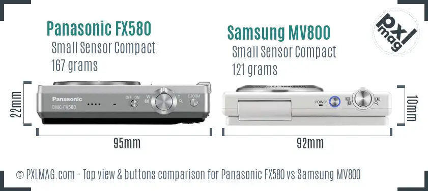 Panasonic FX580 vs Samsung MV800 top view buttons comparison