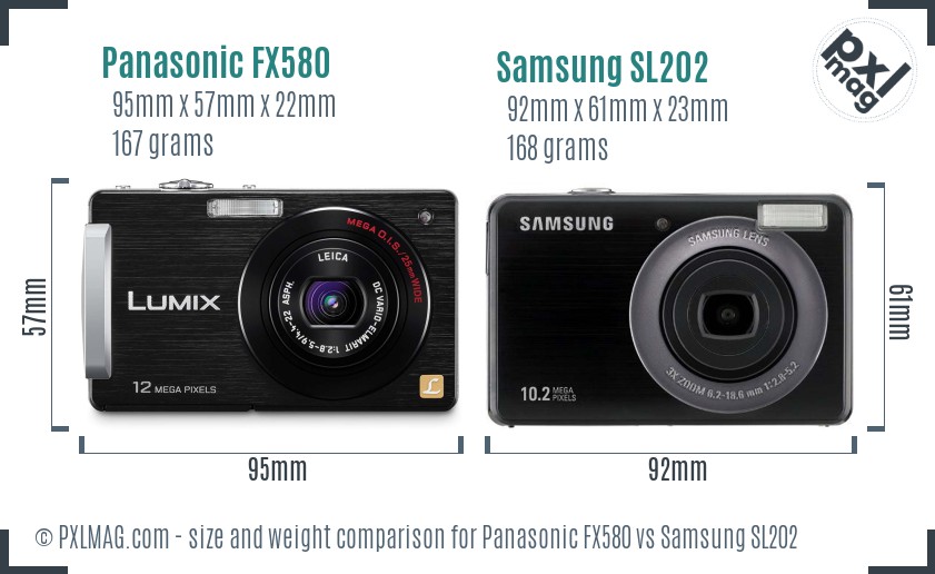 Panasonic FX580 vs Samsung SL202 size comparison Panasonic FX580 vs Samsung SL202 size comparison