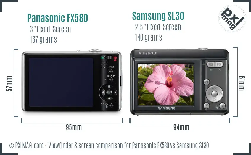 Panasonic FX580 vs Samsung SL30 Screen and Viewfinder comparison Panasonic FX580 vs Samsung SL30 Screen and Viewfinder comparison