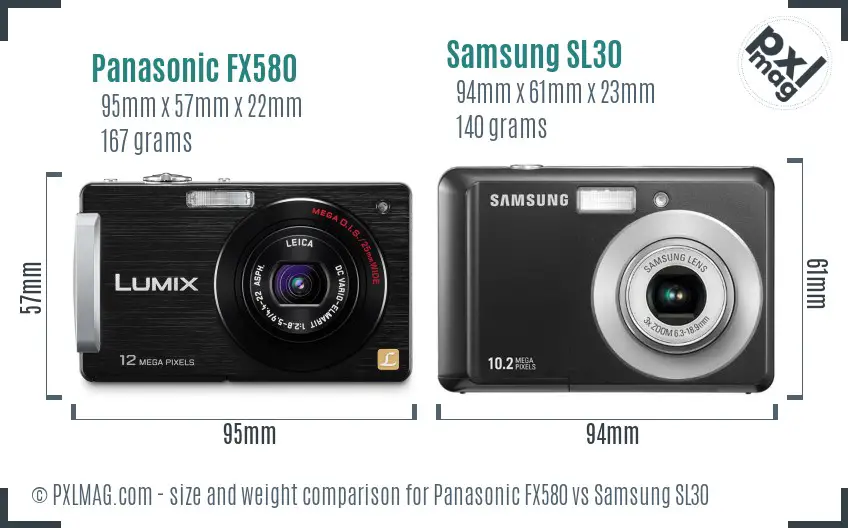 Panasonic FX580 vs Samsung SL30 size comparison Panasonic FX580 vs Samsung SL30 size comparison