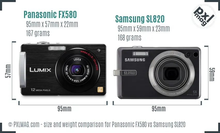 Panasonic FX580 vs Samsung SL820 size comparison