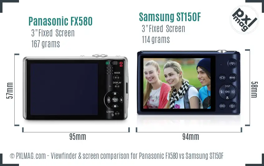 Panasonic FX580 vs Samsung ST150F Screen and Viewfinder comparison Panasonic FX580 vs Samsung ST150F Screen and Viewfinder comparison