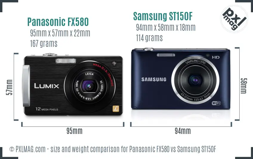 Panasonic FX580 vs Samsung ST150F size comparison Panasonic FX580 vs Samsung ST150F size comparison