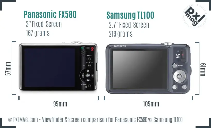 Panasonic FX580 vs Samsung TL100 Screen and Viewfinder comparison Panasonic FX580 vs Samsung TL100 Screen and Viewfinder comparison