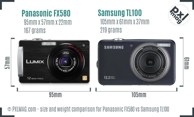 Panasonic FX580 vs Samsung TL100 size comparison Panasonic FX580 vs Samsung TL100 size comparison