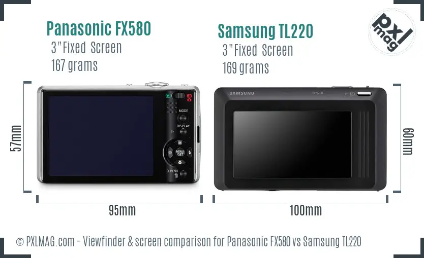 Panasonic FX580 vs Samsung TL220 Screen and Viewfinder comparison