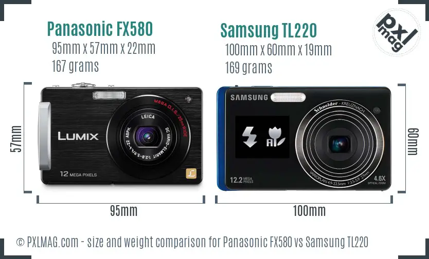 Panasonic FX580 vs Samsung TL220 size comparison