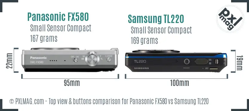 Panasonic FX580 vs Samsung TL220 top view buttons comparison